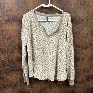Jacyln‎ Intimates cheetah fleece pajama 2 piece set womens XL top and pants